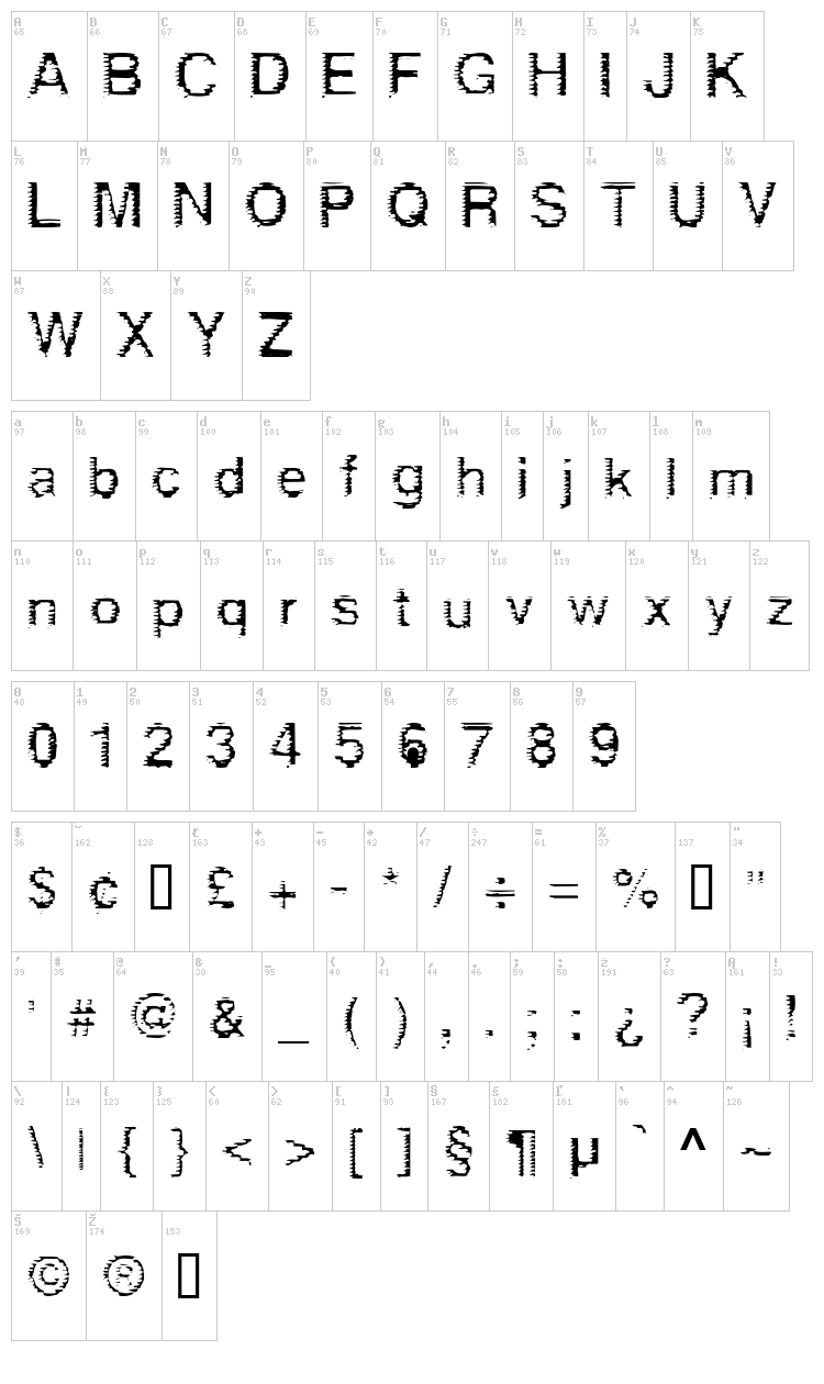 deRez font map