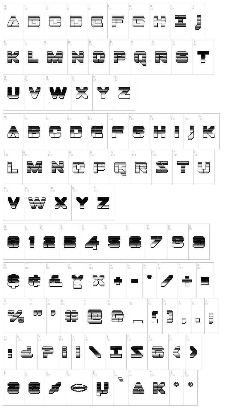 Domino Jack font map