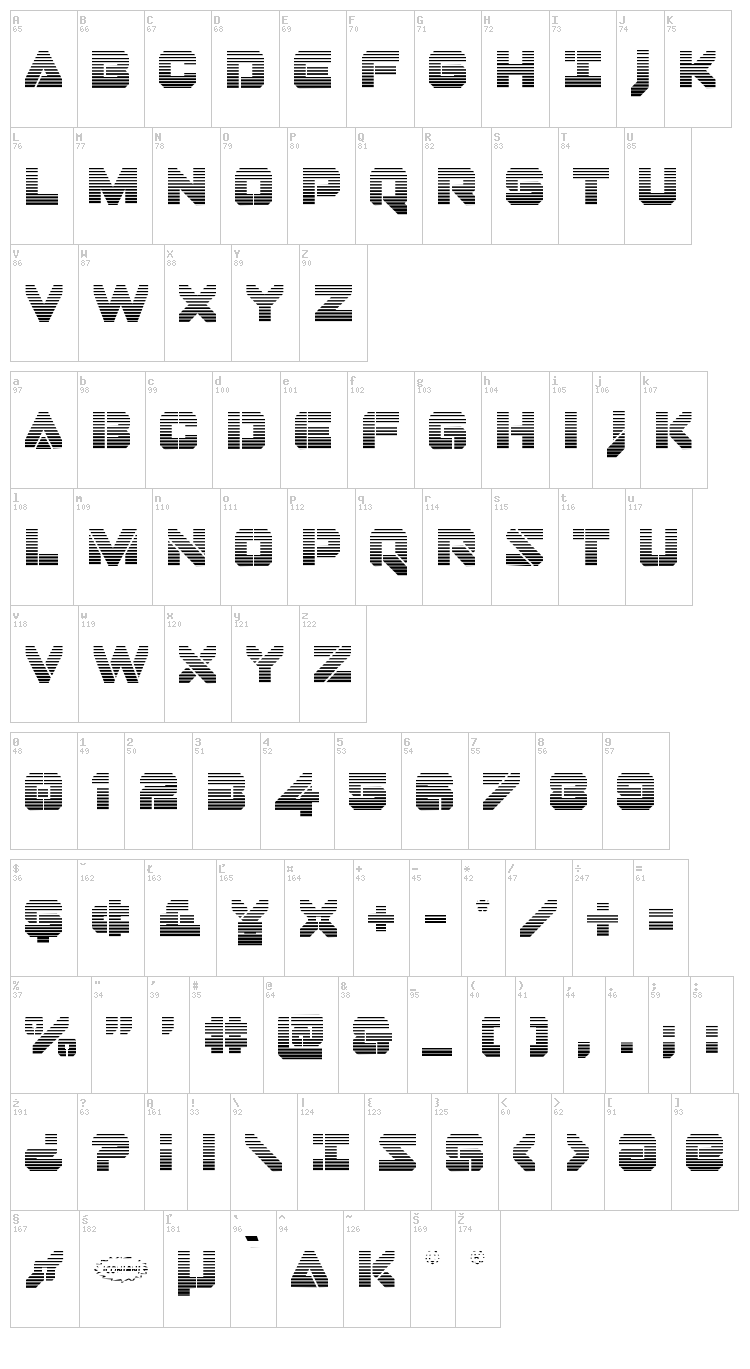 Domino Jack font map