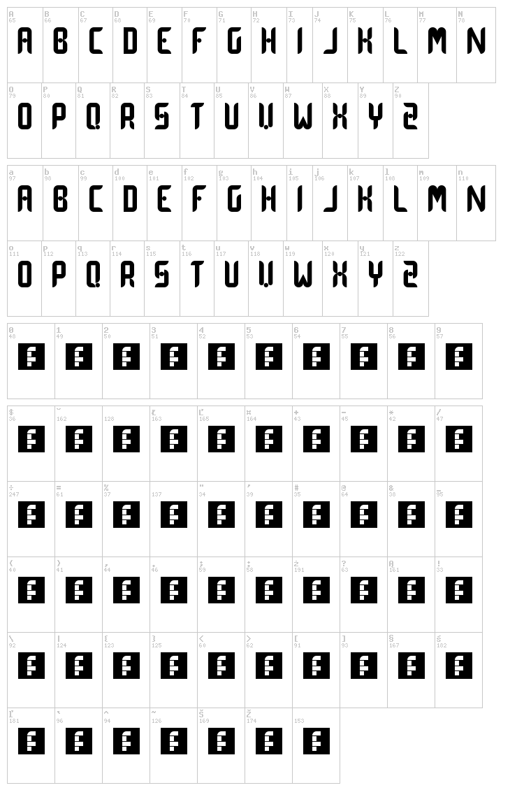 Dot Curve font map