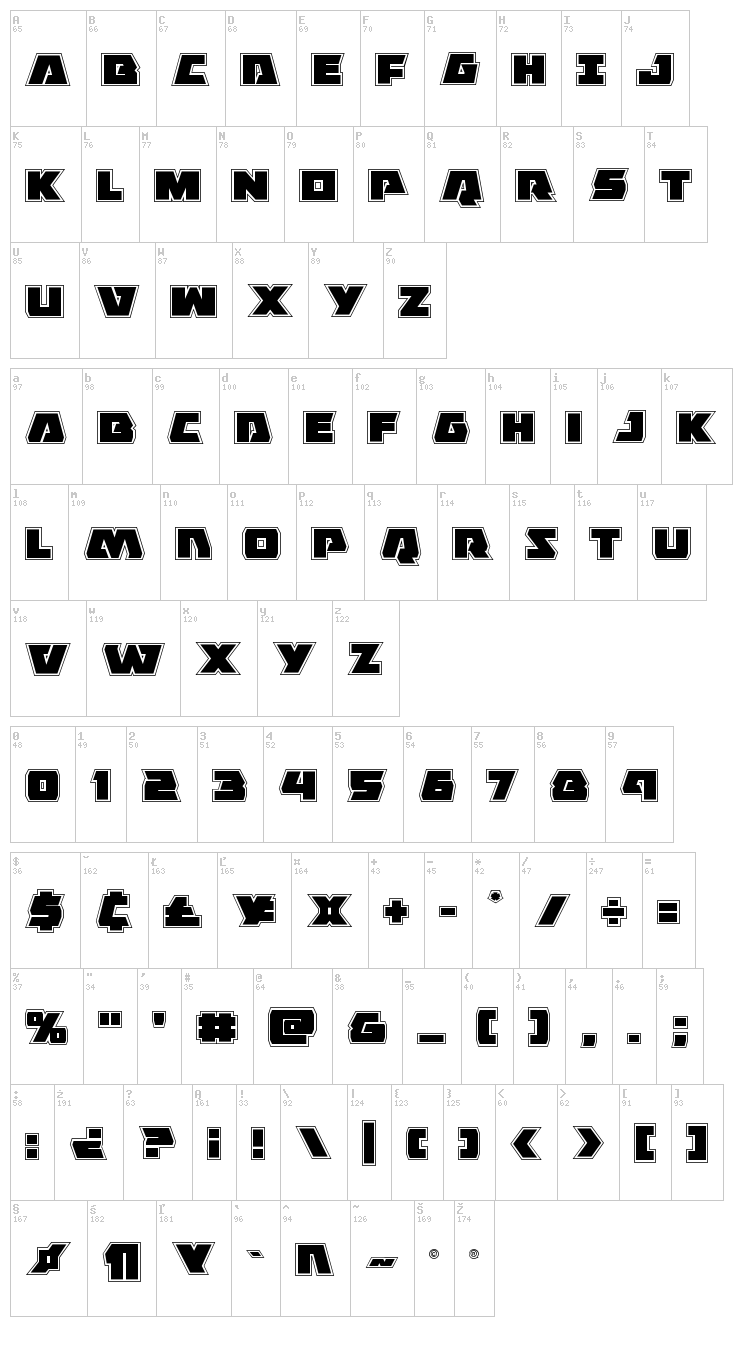 Eagle Strike font map