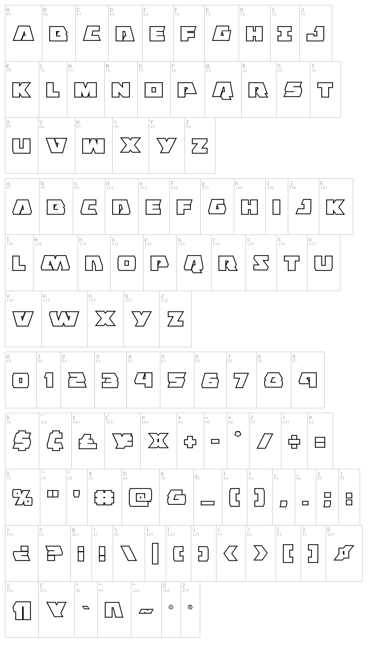 Eagle Strike font map