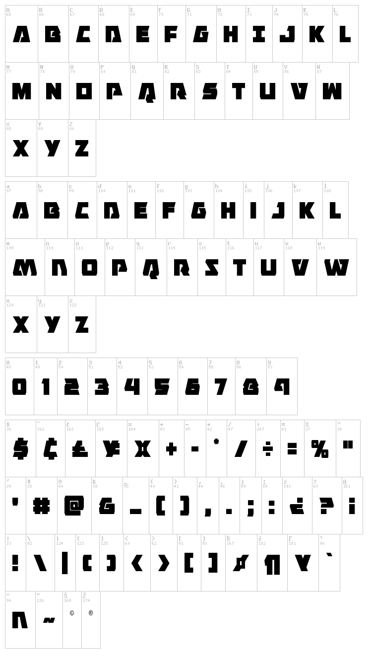 Eagle Strike font map