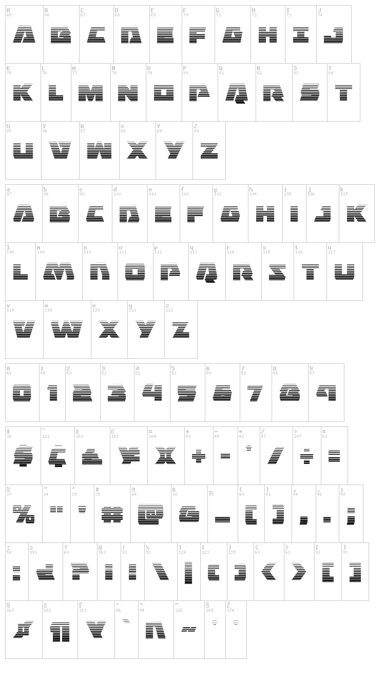 Eagle Strike font map