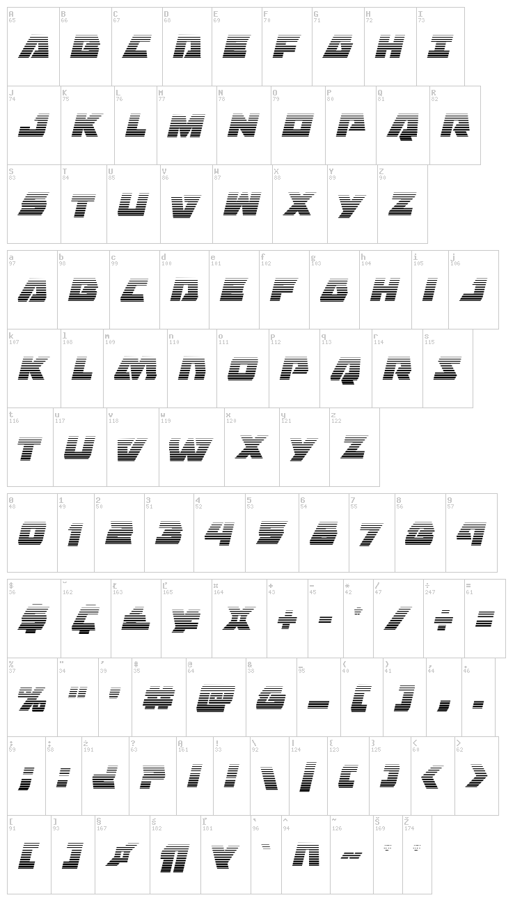 Eagle Strike font map