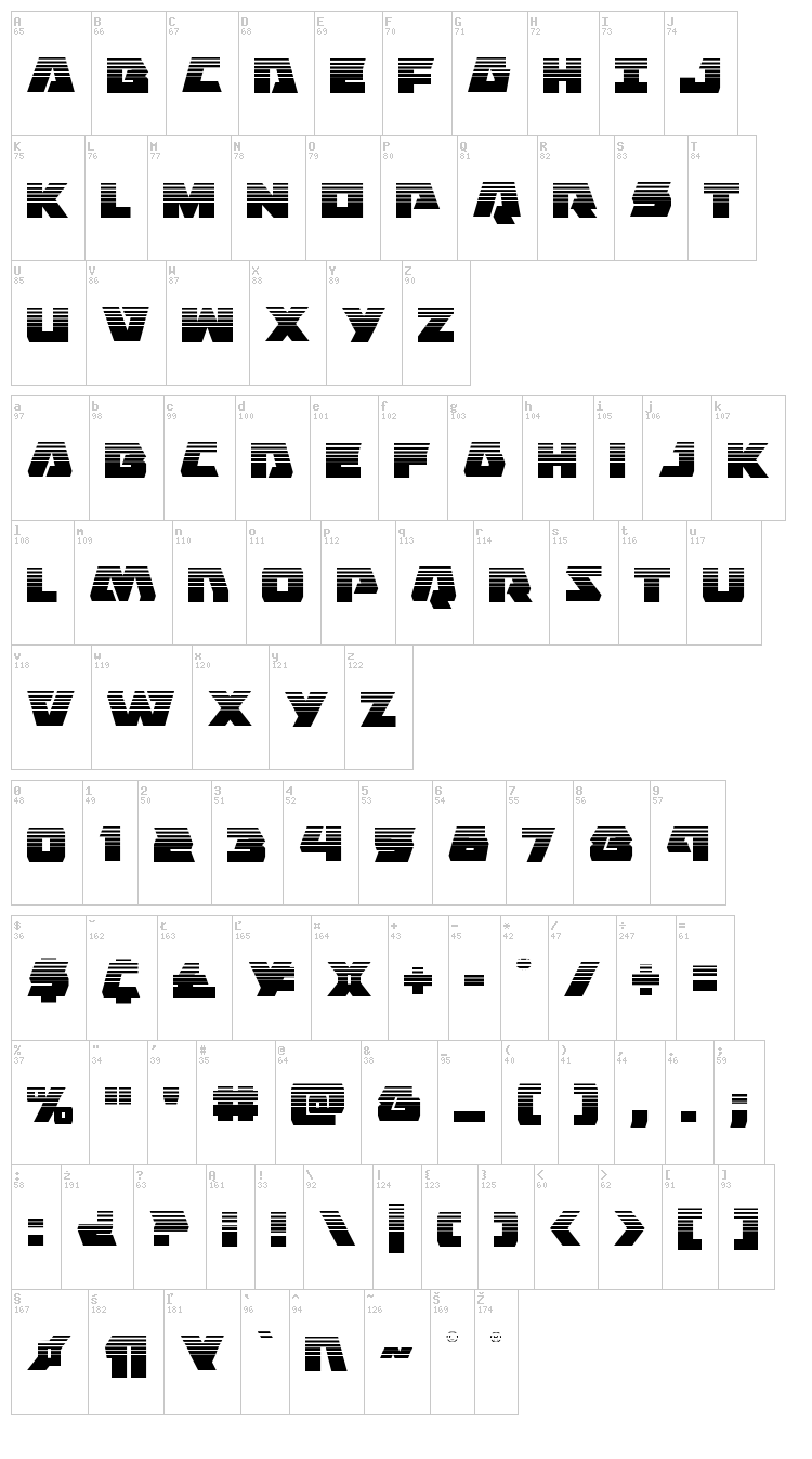 Eagle Strike font map