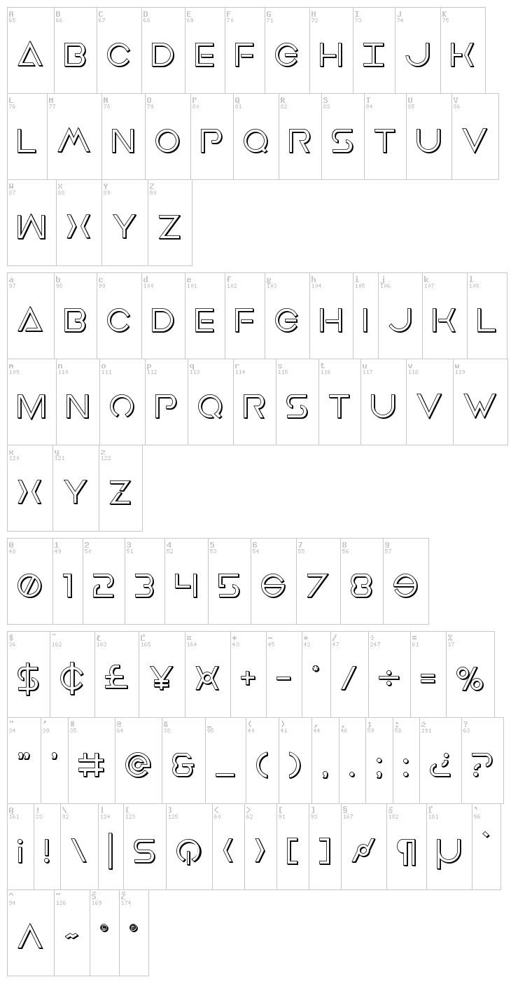 Earth Orbiter font map