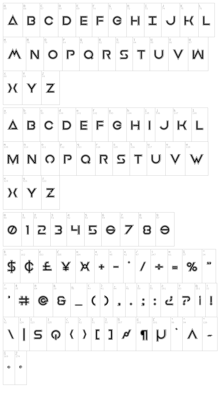 Earth Orbiter font map
