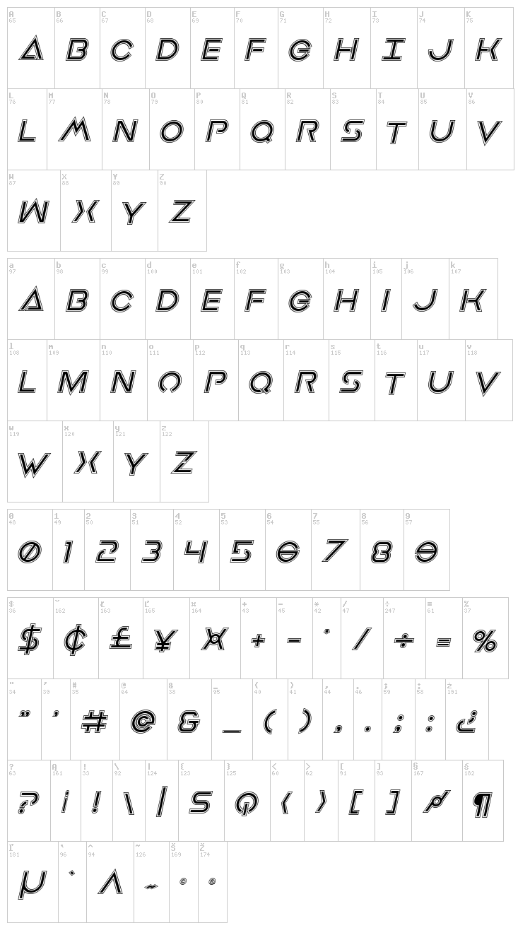 Earth Orbiter font map