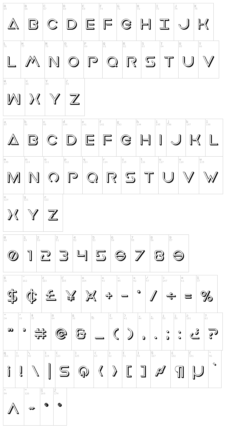 Earth Orbiter font map