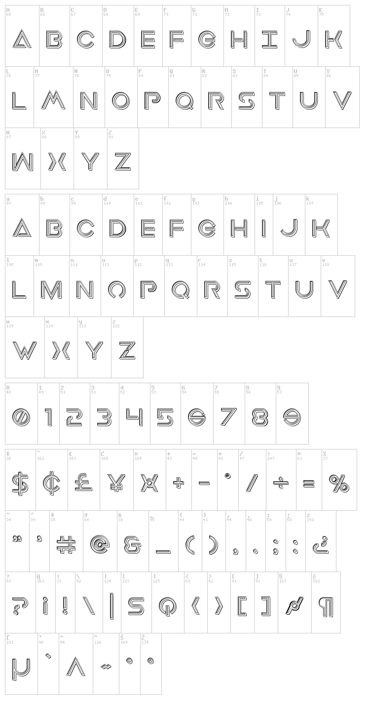 Earth Orbiter font map