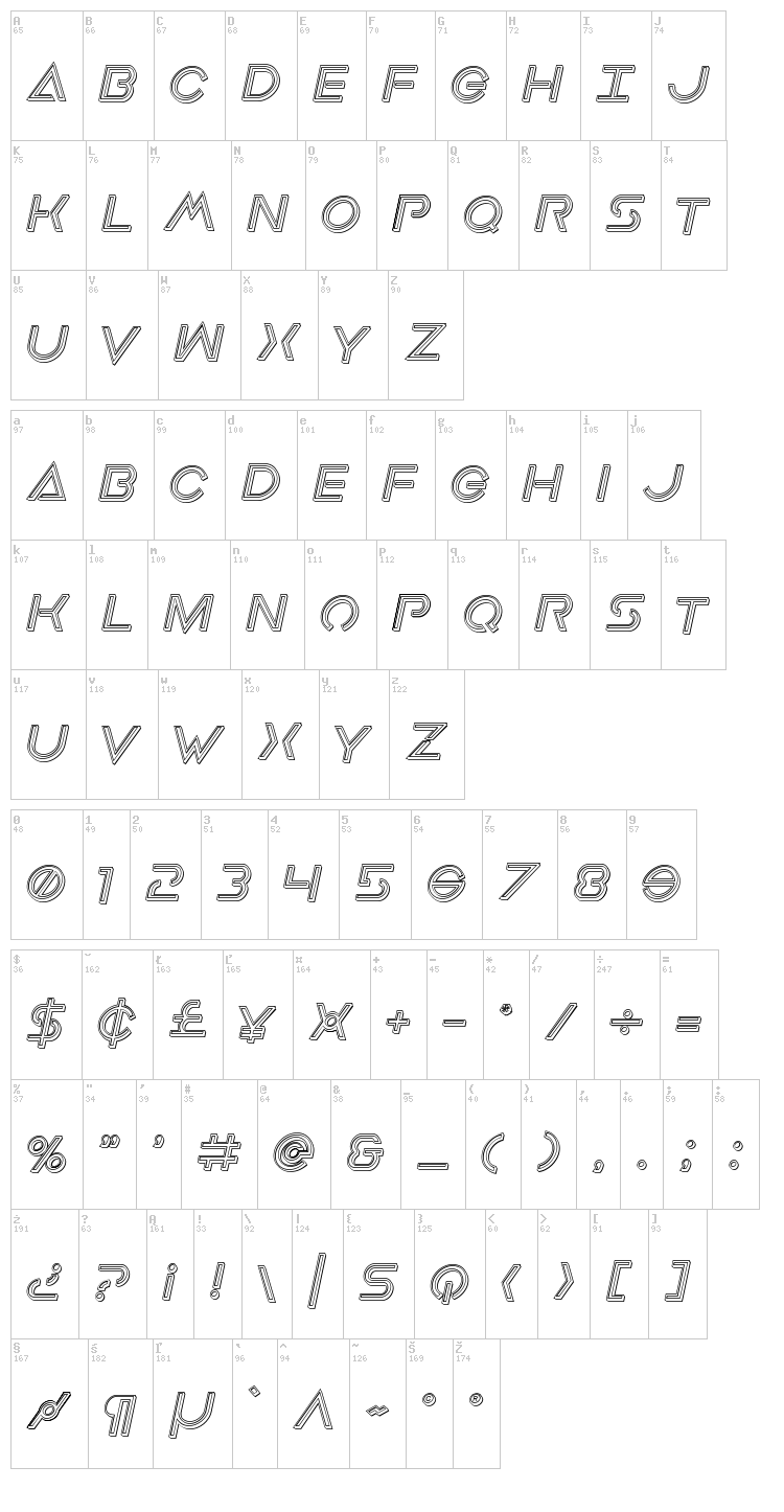 Earth Orbiter font map