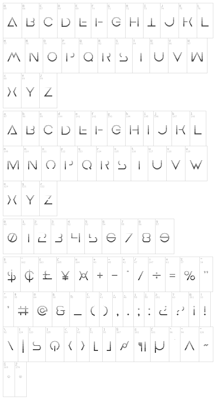 Earth Orbiter font map