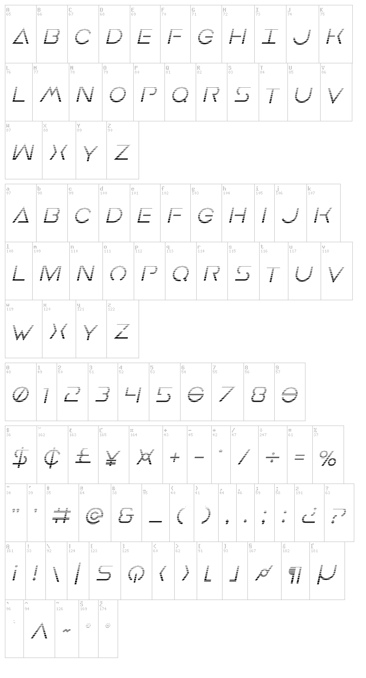 Earth Orbiter font map
