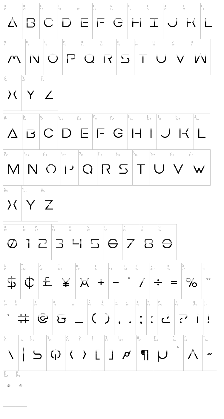 Earth Orbiter font map