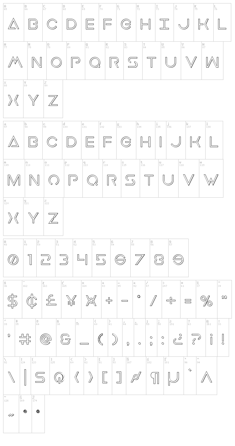 Earth Orbiter font map