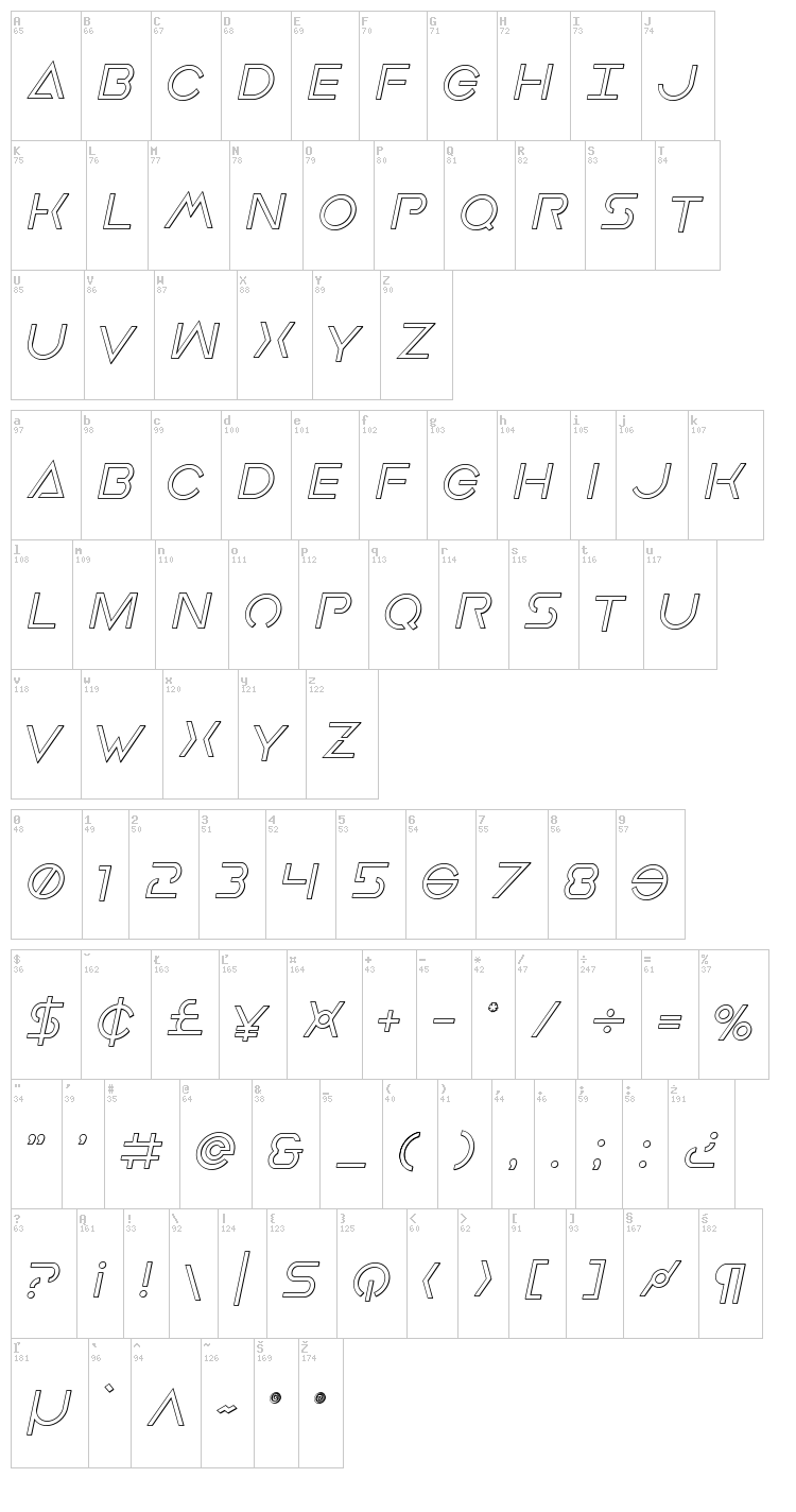 Earth Orbiter font map