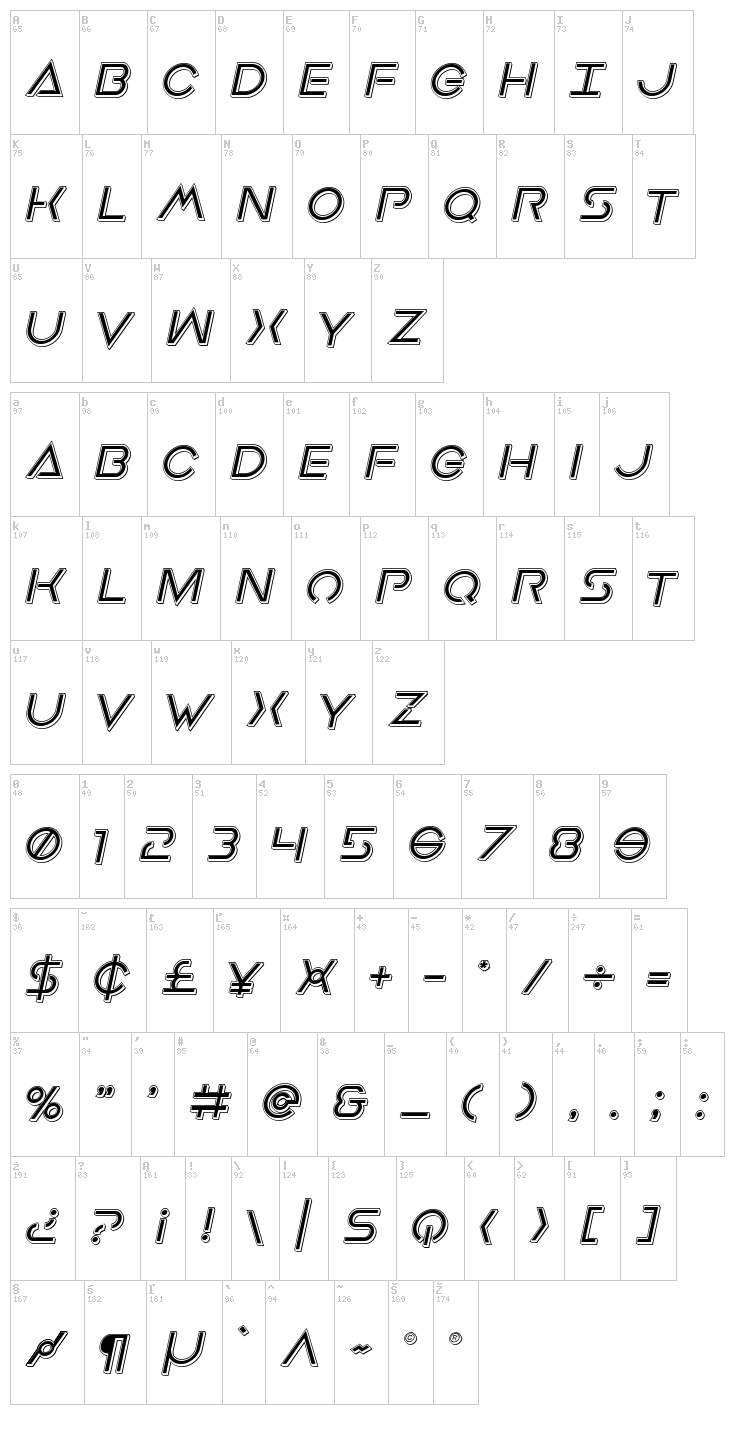 Earth Orbiter font map