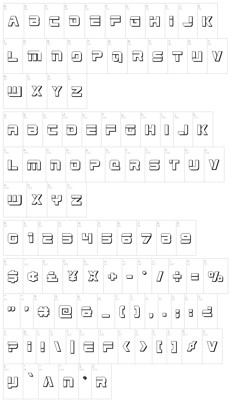 Edge Racer font map