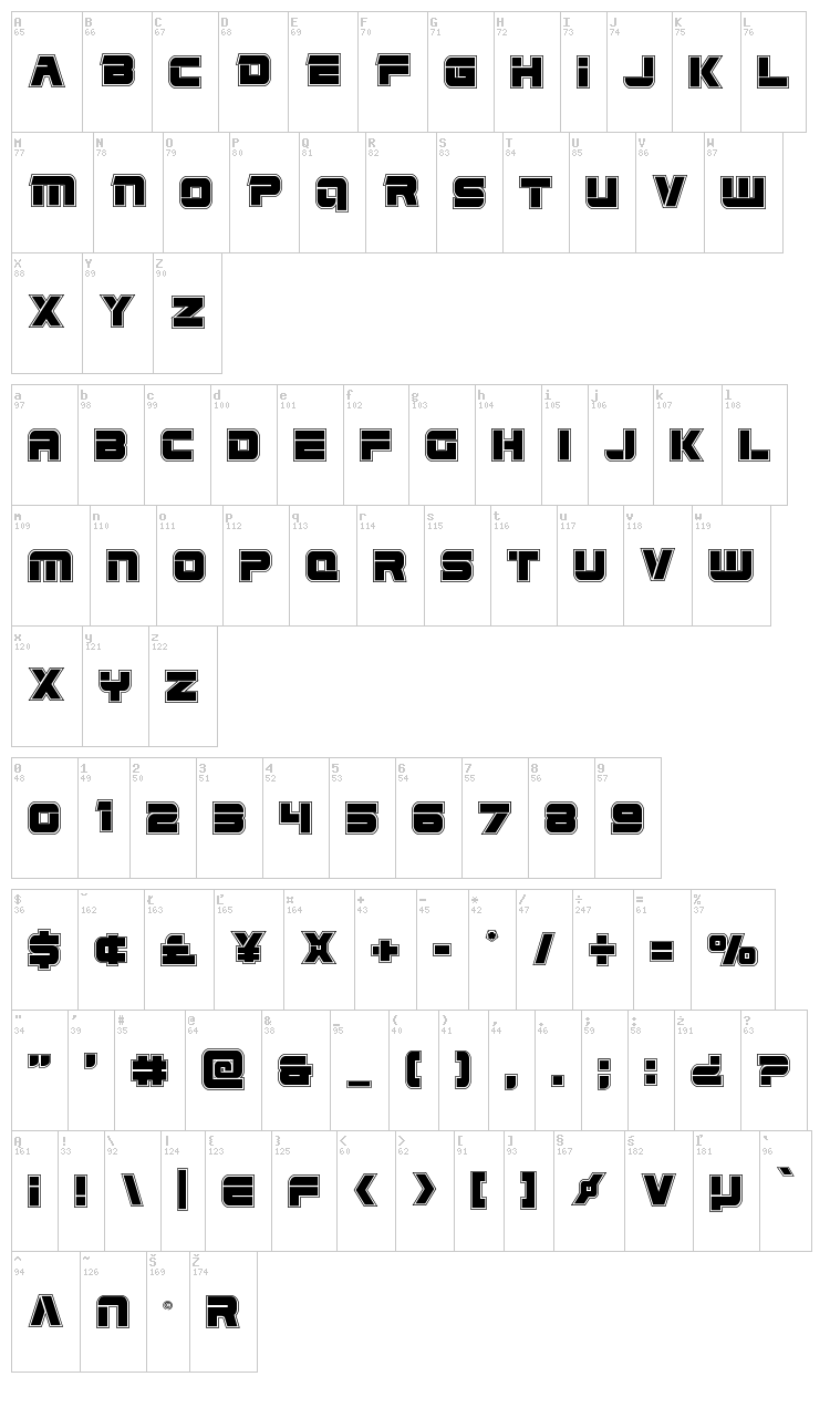 Edge Racer font map