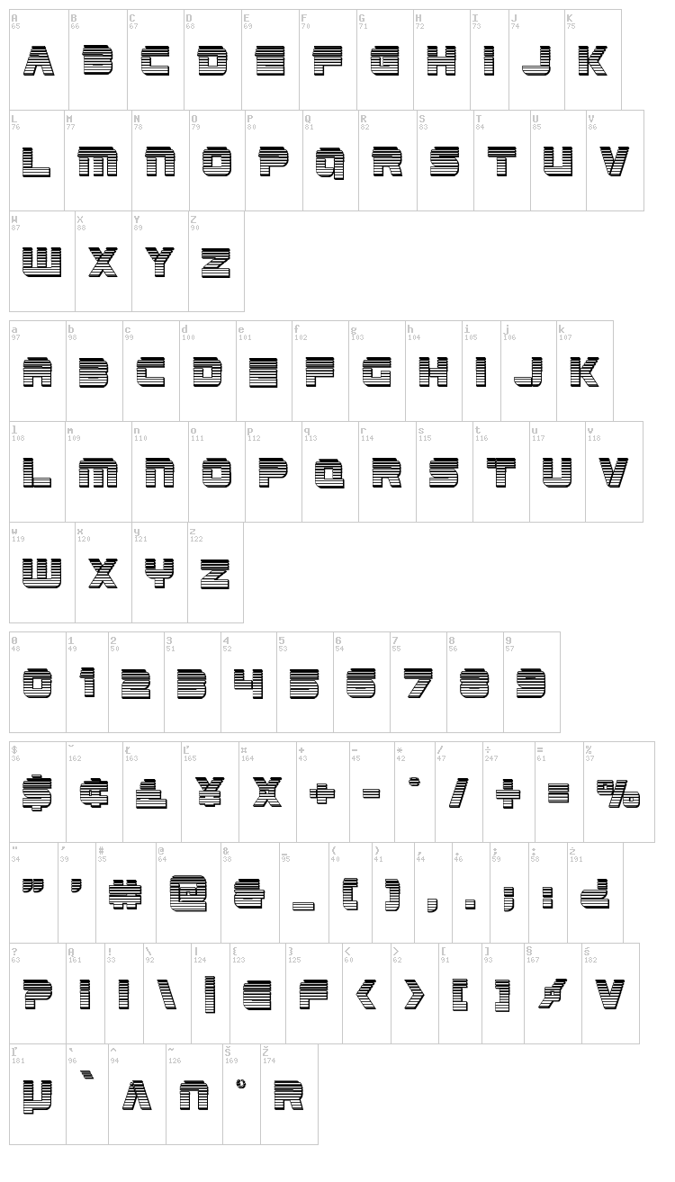 Edge Racer font map