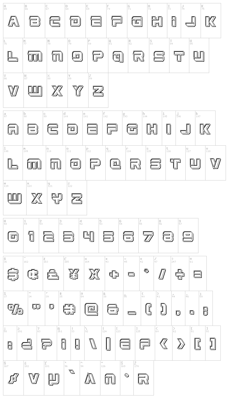 Edge Racer font map