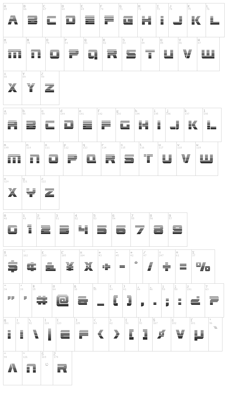 Edge Racer font map