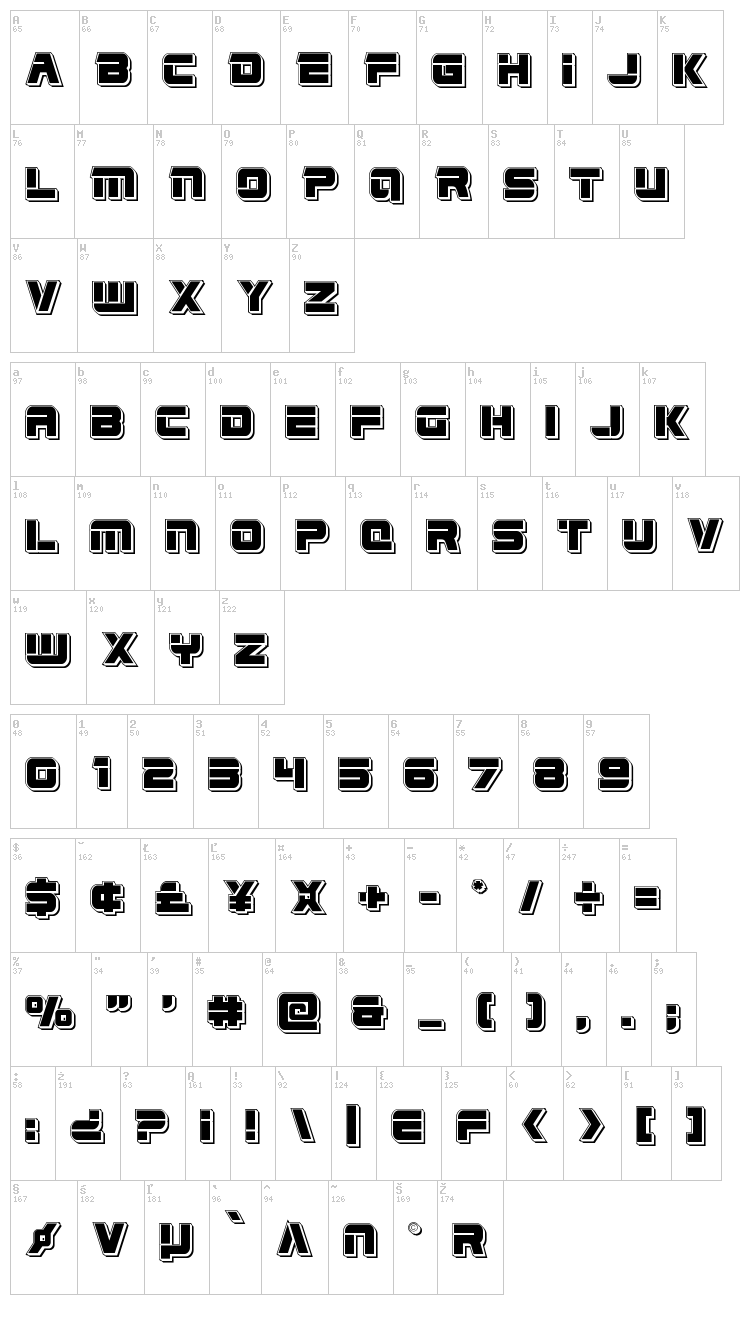 Edge Racer font map