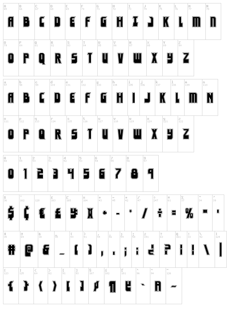 Eldebaran font map
