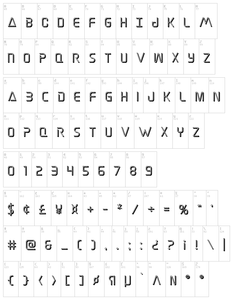 Elite Danger font map