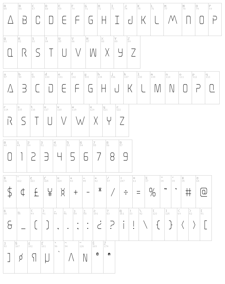Elite Danger font map