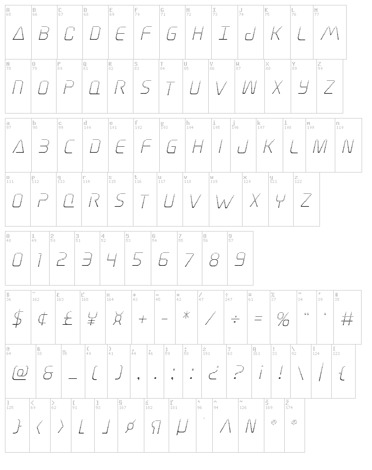 Elite Danger font map