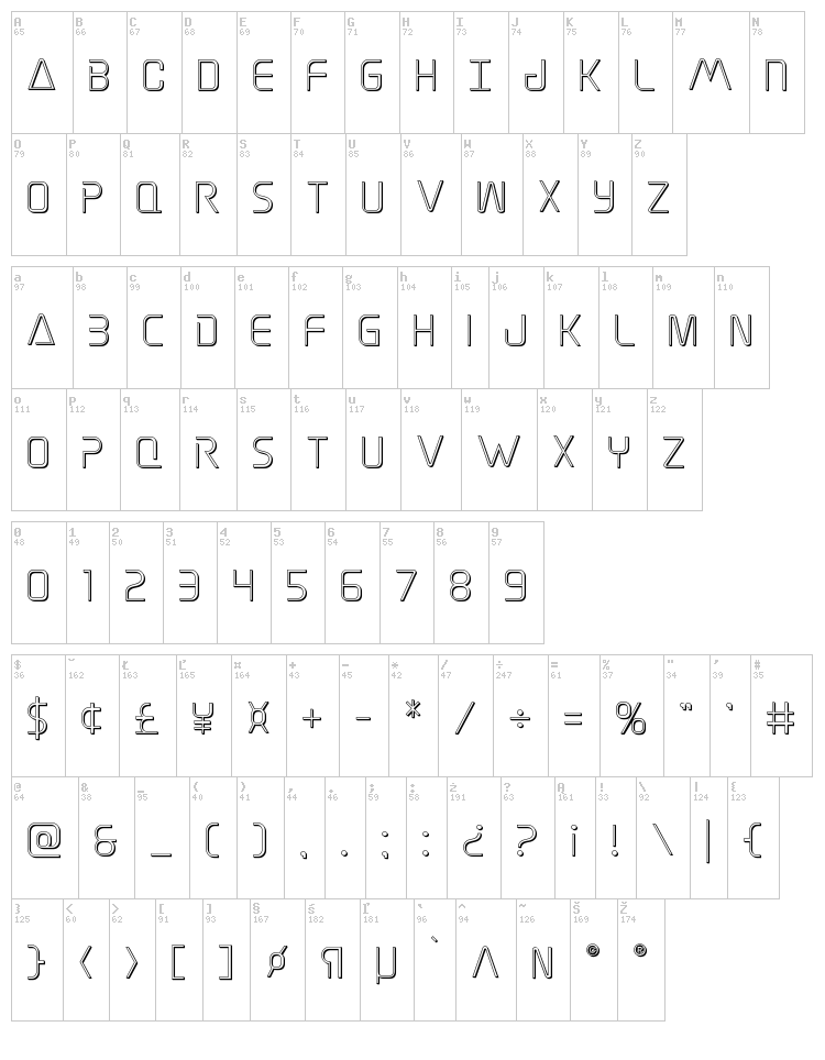 Elite Danger font map