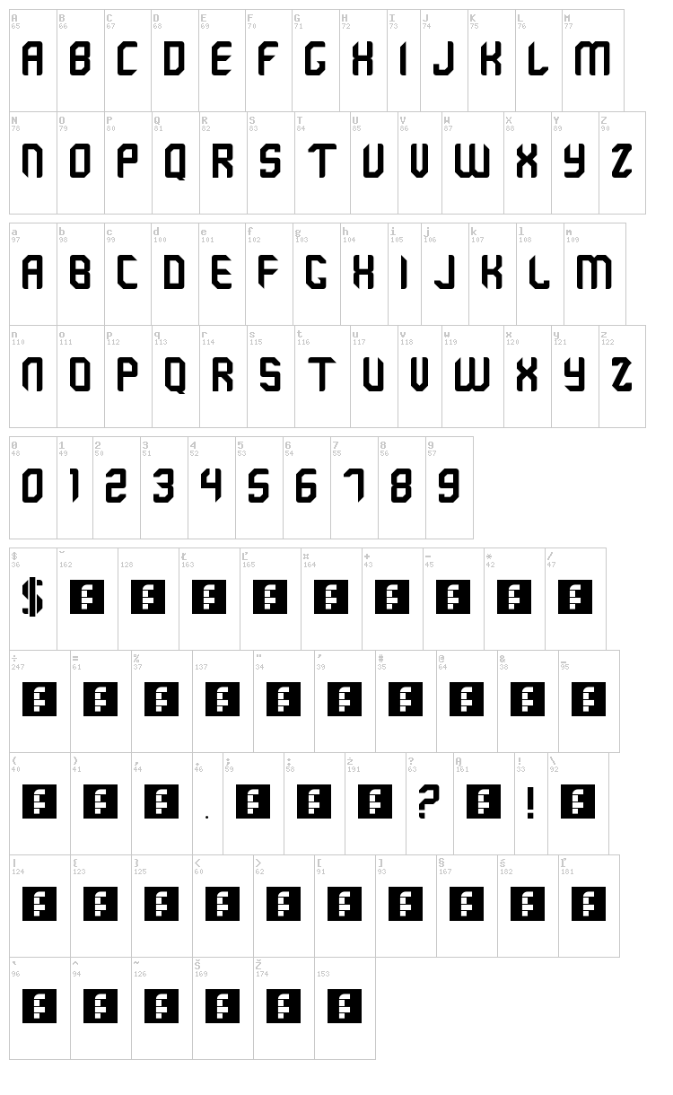 Emerald City font map