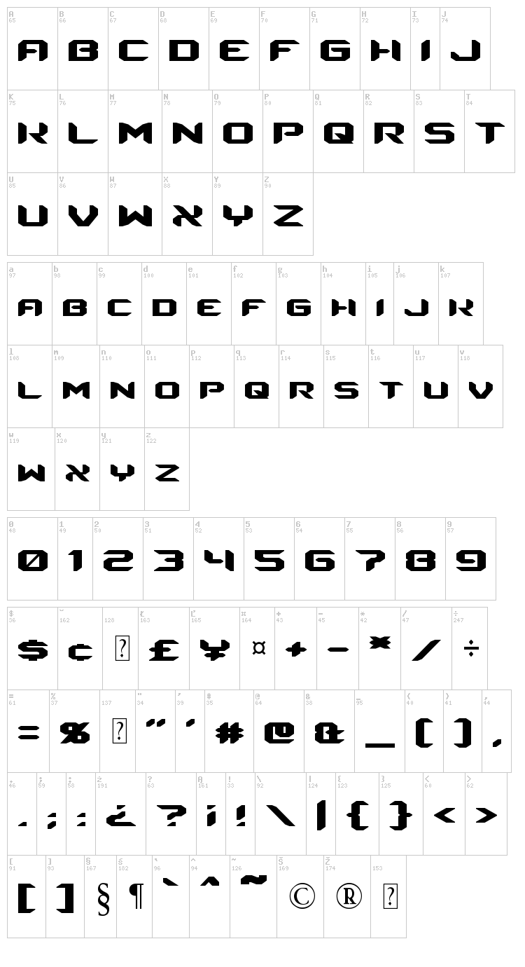 Energon font map