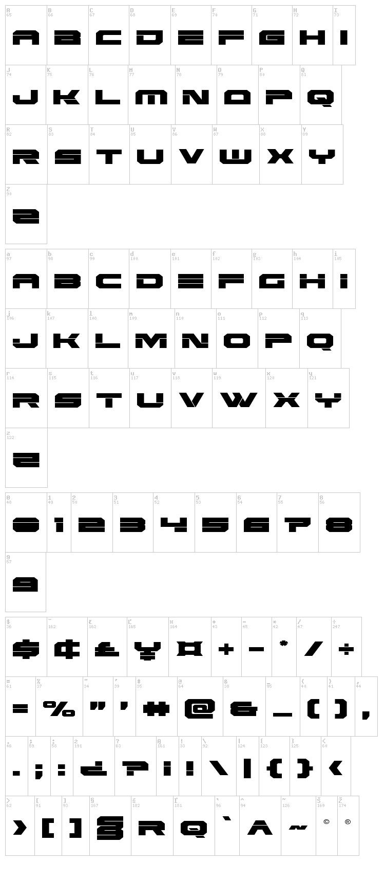 Eridanus font map