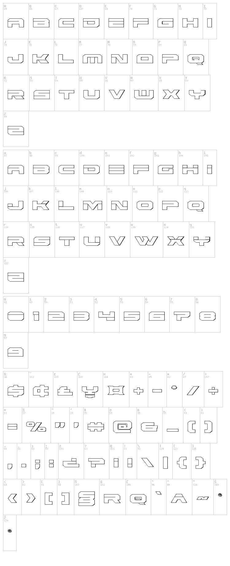 Eridanus font map