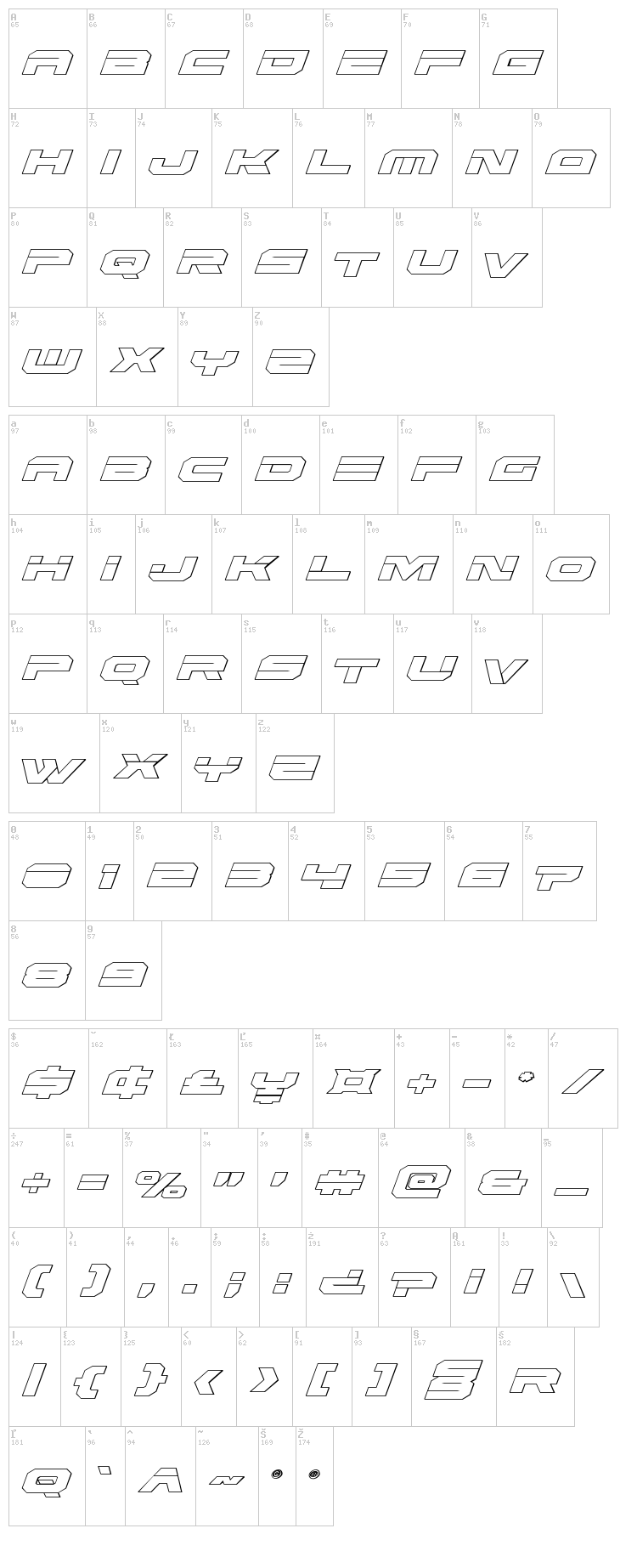 Eridanus font map