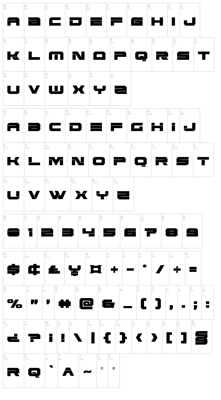 Eridanus font map