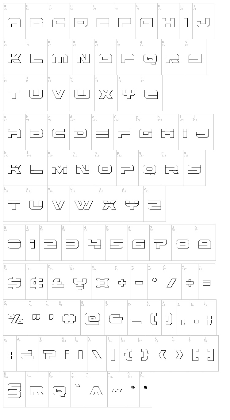 Eridanus font map