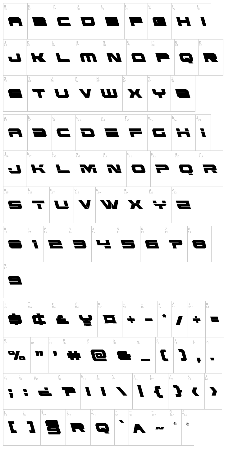 Eridanus font map