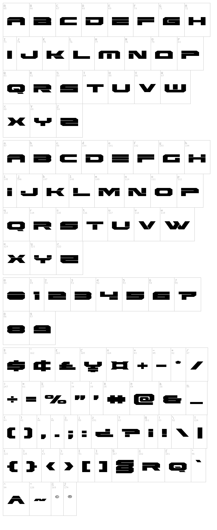 Eridanus font map
