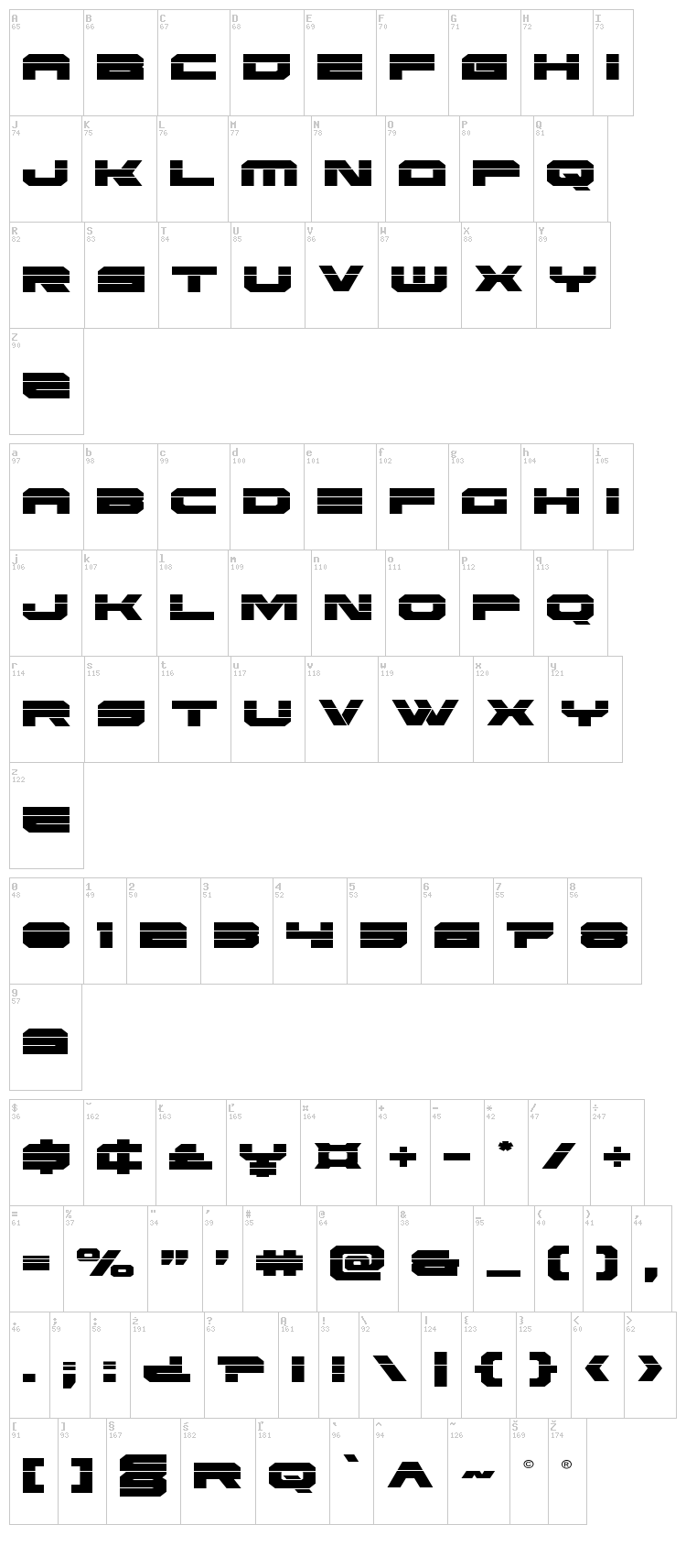 Eridanus font map