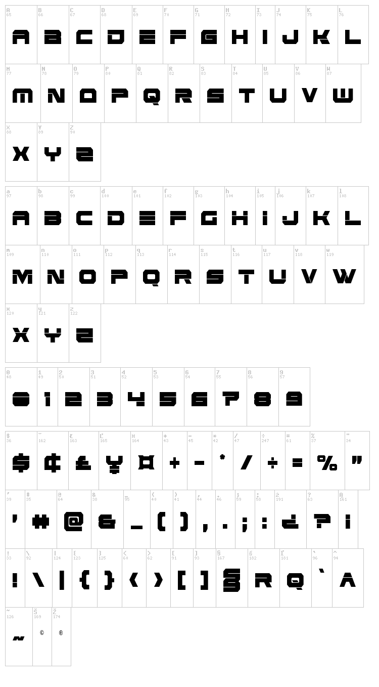 Eridanus font map