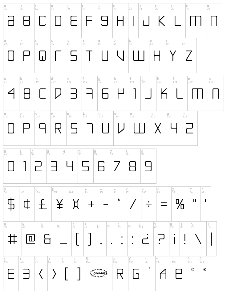 Escape Artist font map