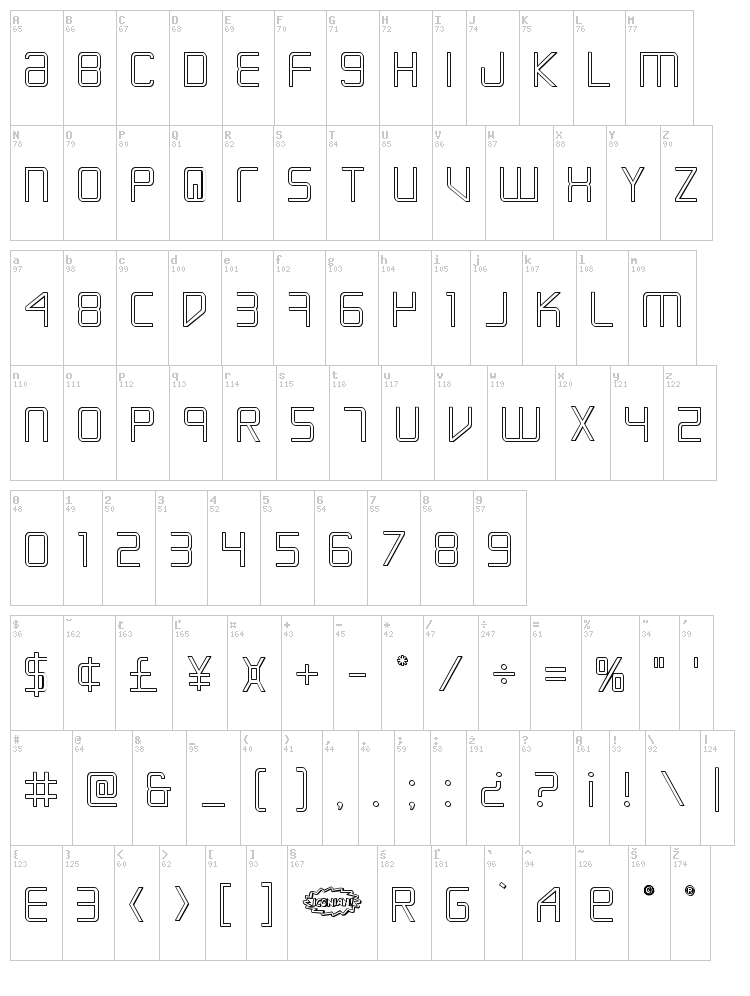 Escape Artist font map