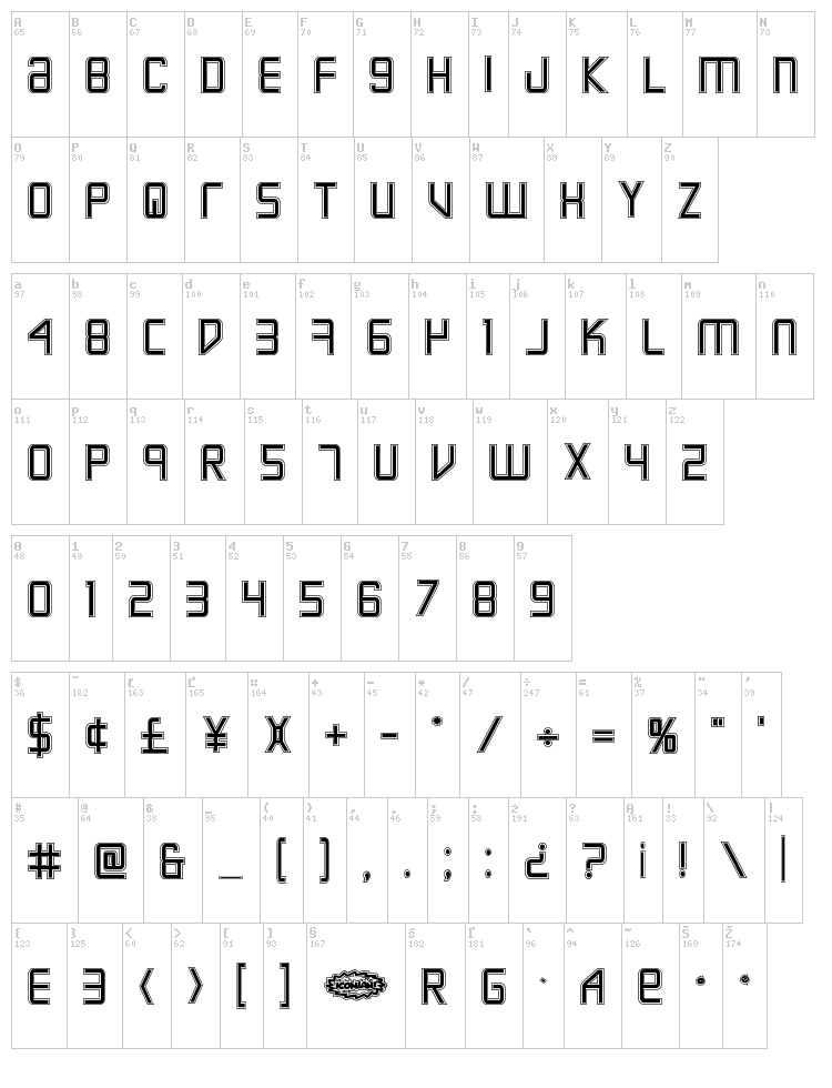 Escape Artist font map