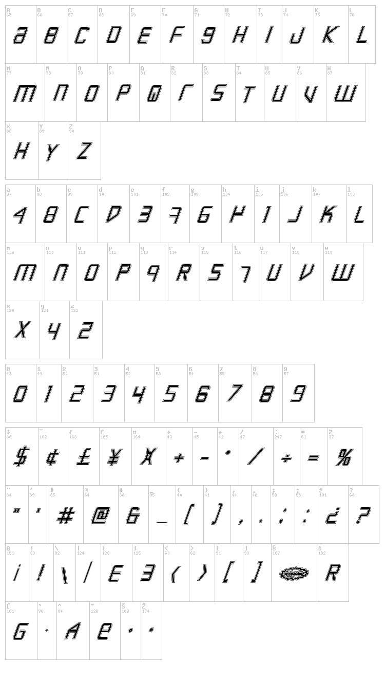 Escape Artist font map