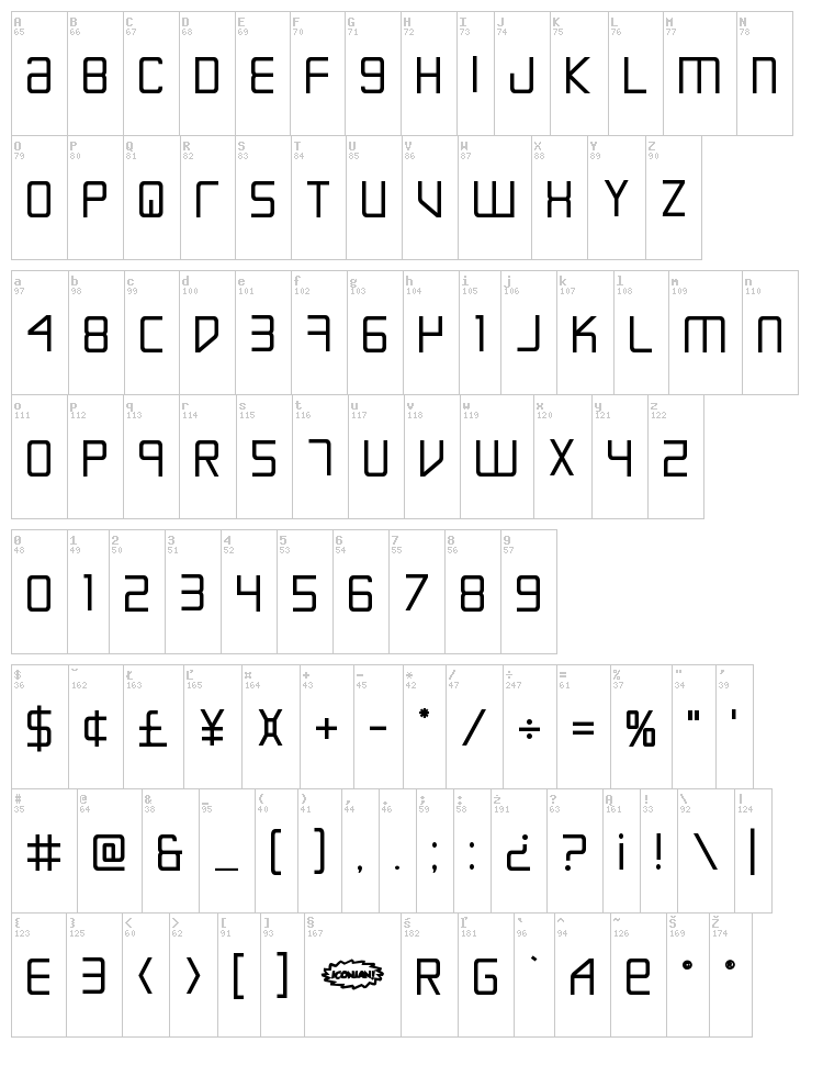Escape Artist font map