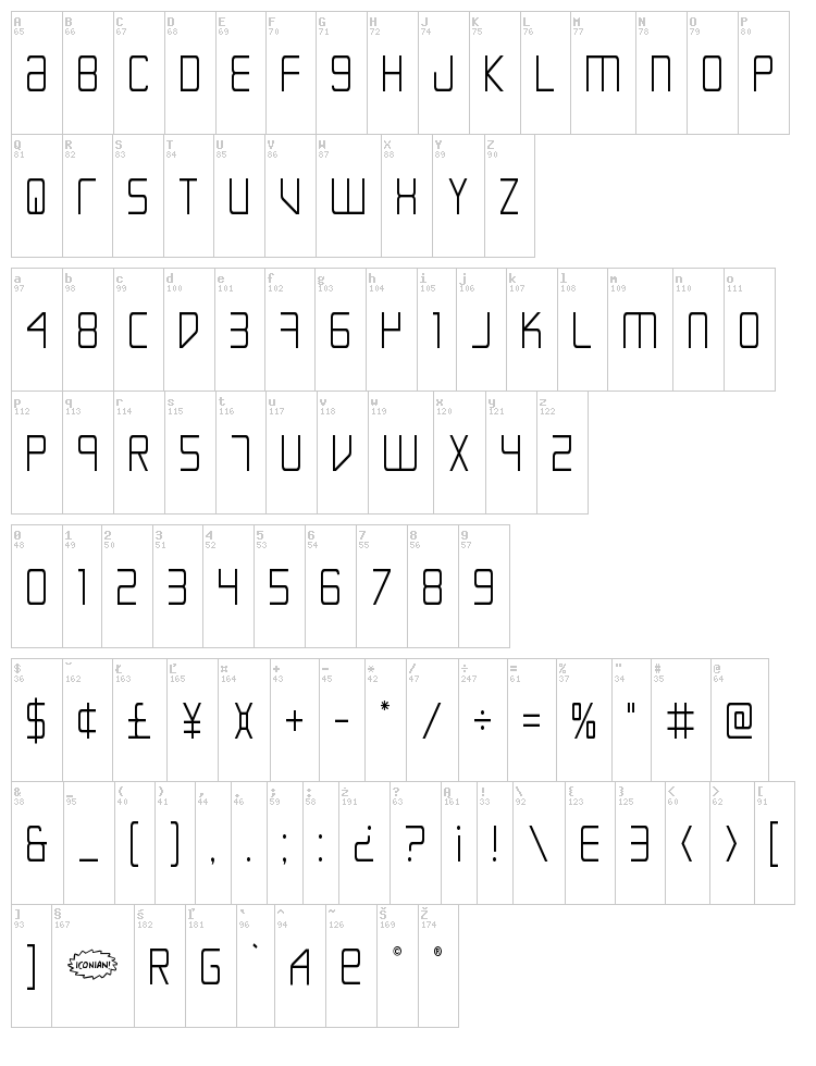 Escape Artist font map